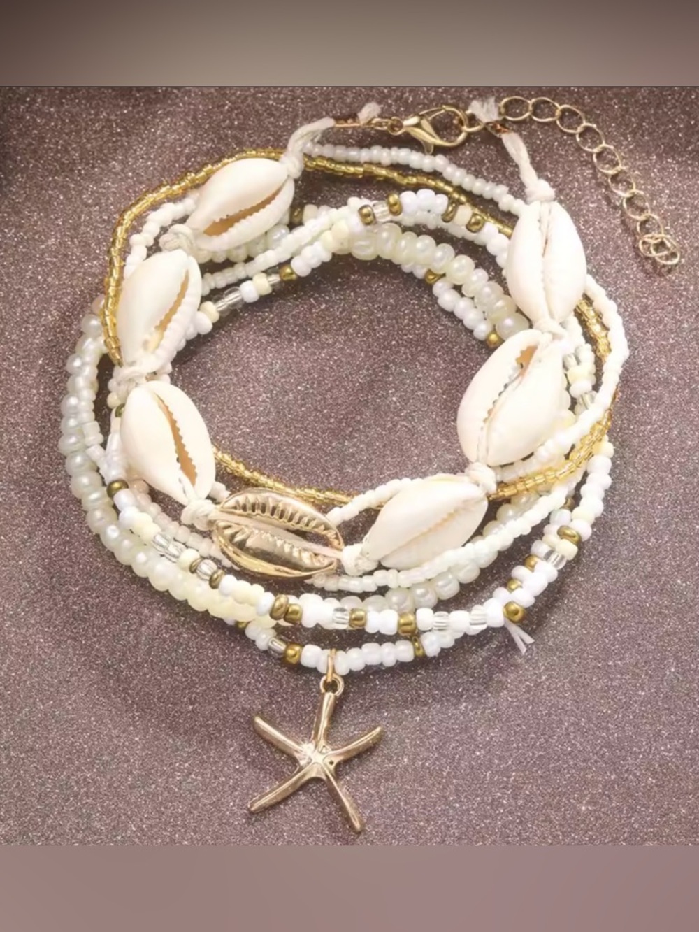 🌊 7PC Boho Beach Anklet Set | Starfish & Shell Coastal Stack 🌊 - Picture 5 of 5